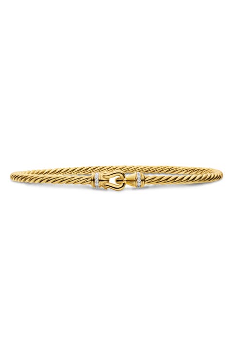 Micro Cablespira® Flex Buckle Bracelet in 18K Yellow Gold with Diamonds, 2.6mm