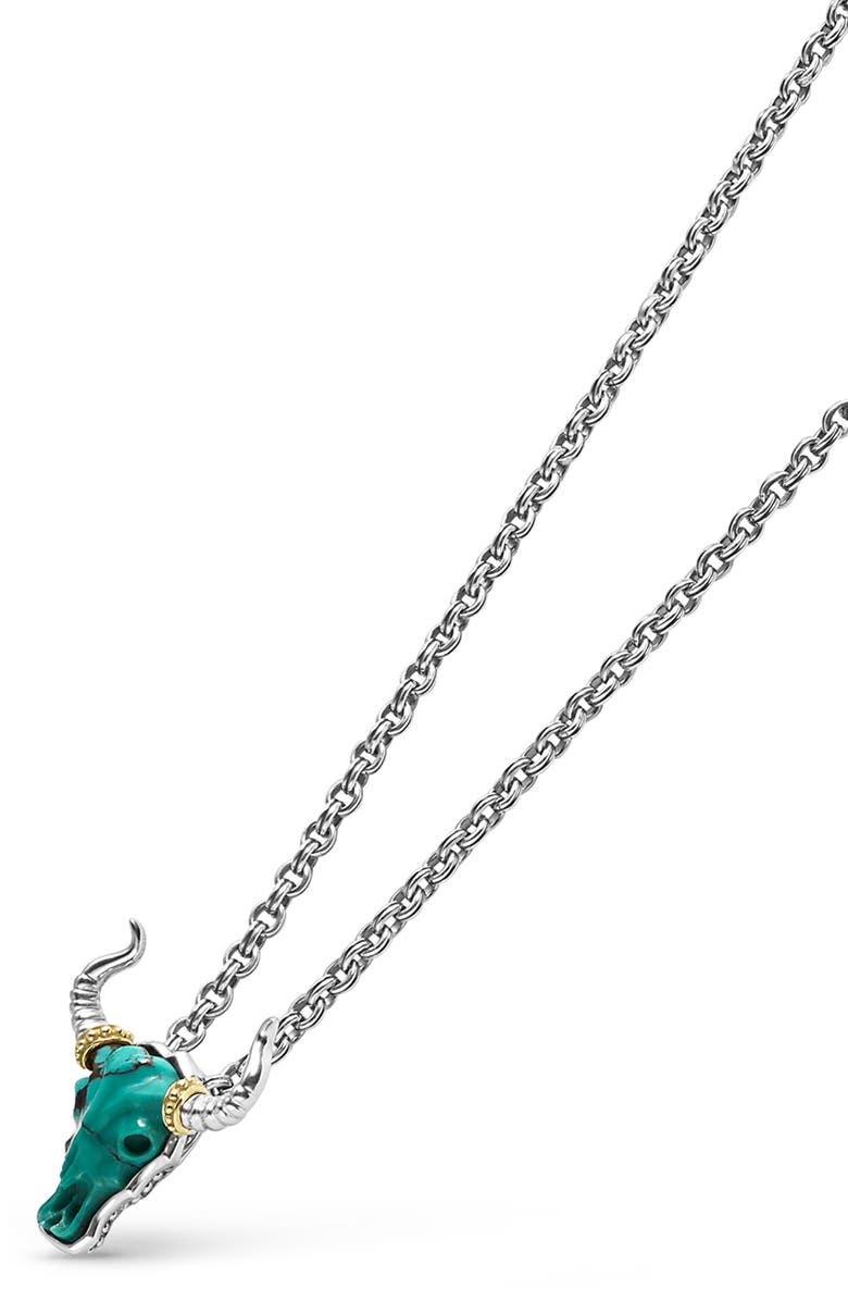 LAGOS Men's Anthem Bull Pendant Necklace, Alternate, color, Turquoise