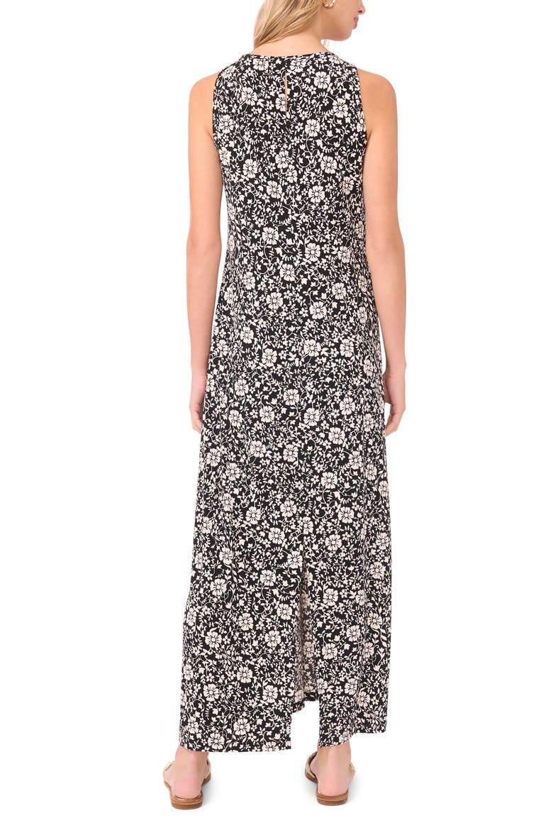 Floral Print Sleeveless Maxi Dress, Alternate, color, RICH BLACK