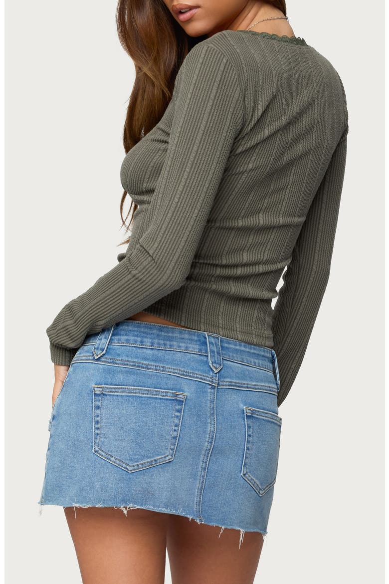 Beatrix Lace Trim Rib Long Sleeve Top, Alternate, color, OLIVE