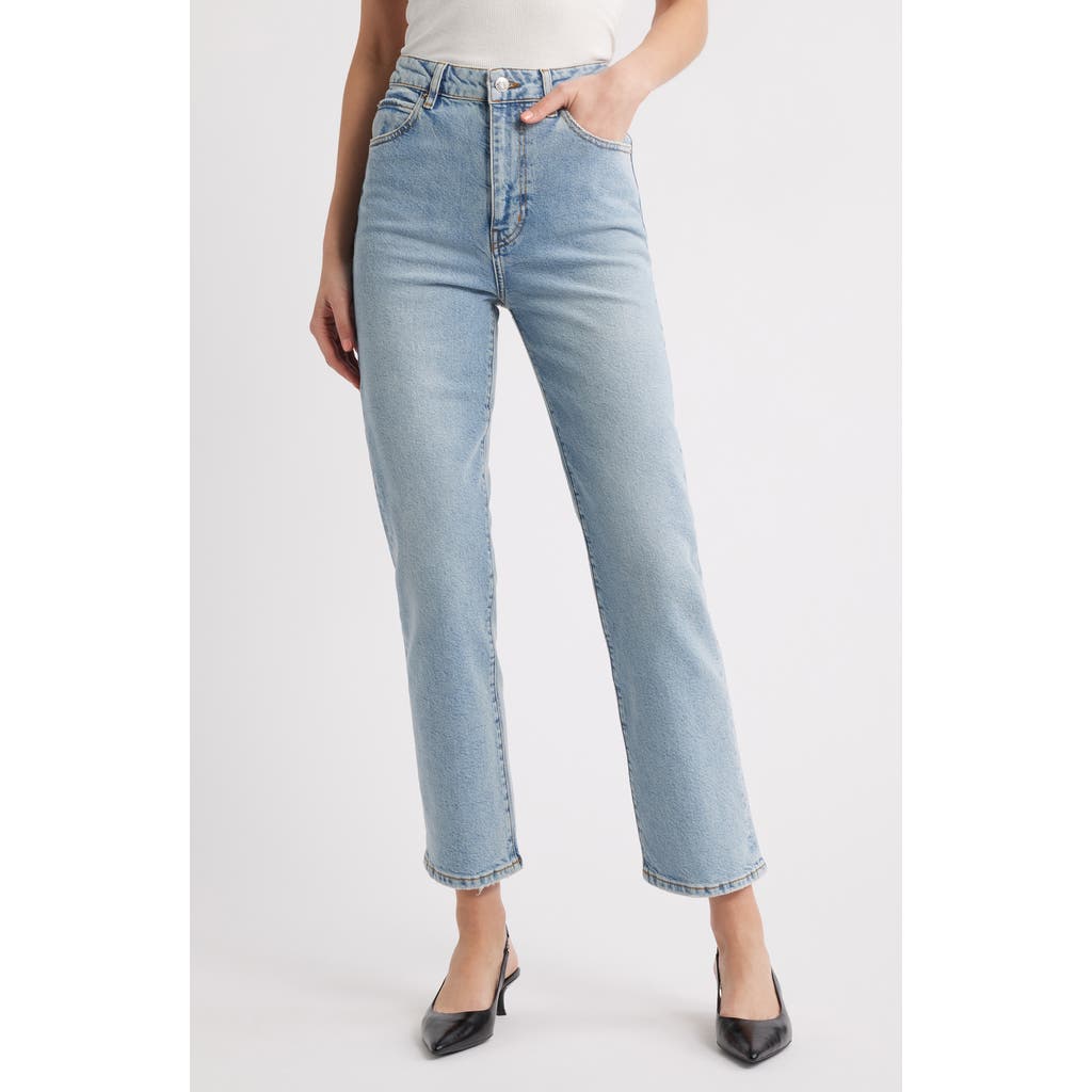 Frame The Ruler High Waist Ankle Straight Leg Jeans In Pink