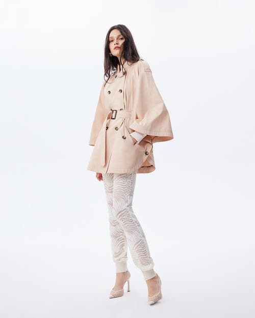 Theo The Label Chloe Trapunto Trench Cape In Sand