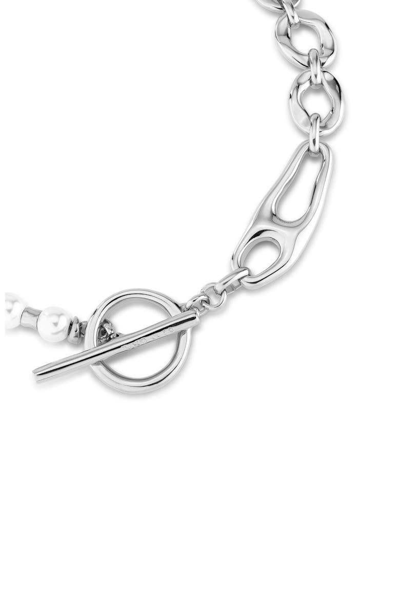 Sterling Silver Plated Necklace with Pearls, Alternate, color, Silver