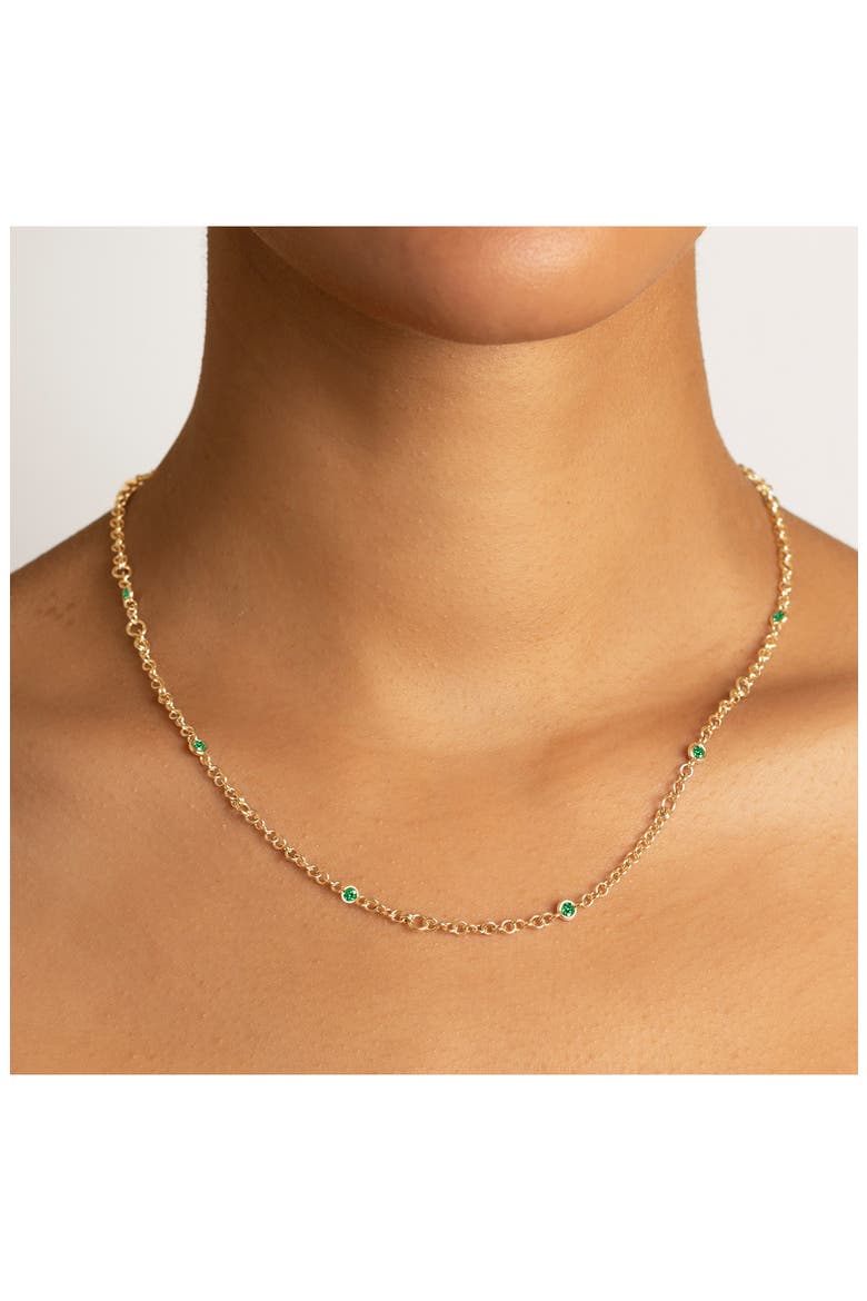 Gravity Estrella Emerald Station Necklace, Alternate, color, YELLOW GOLD