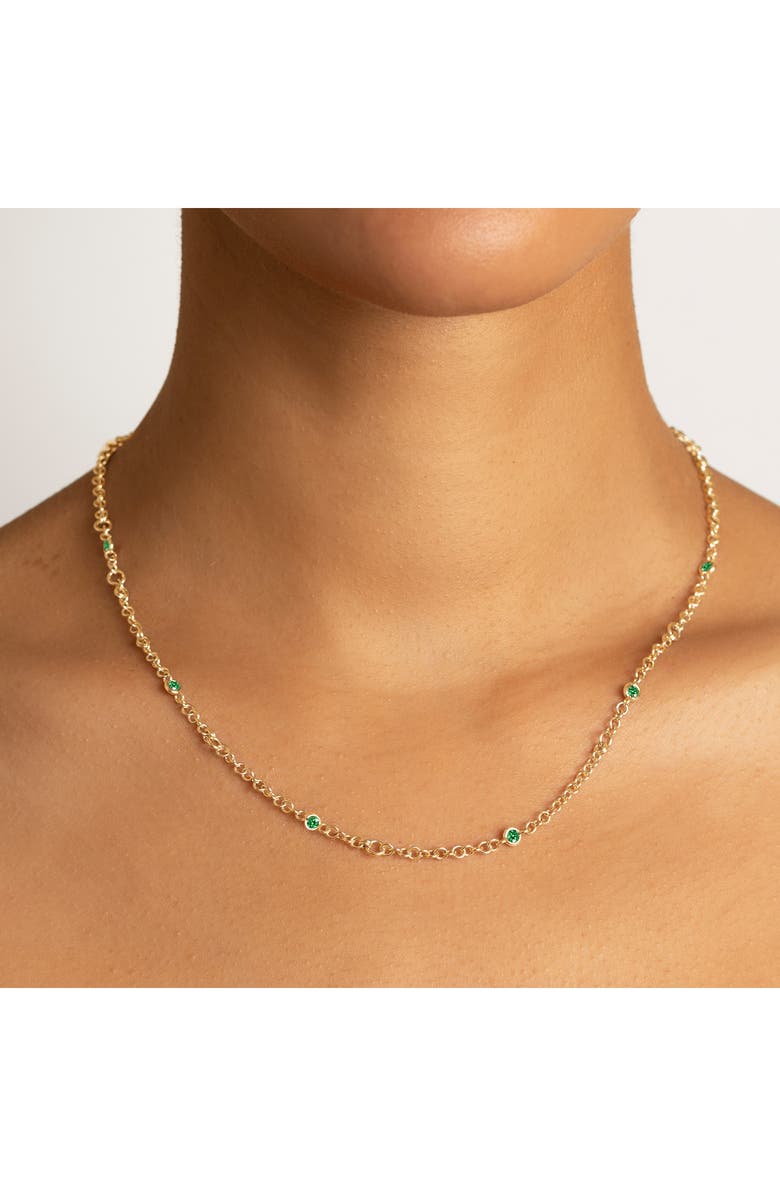 Spinelli Kilcollin Gravity Estrella Emerald Station Necklace, Alternate, color, Yellow Gold