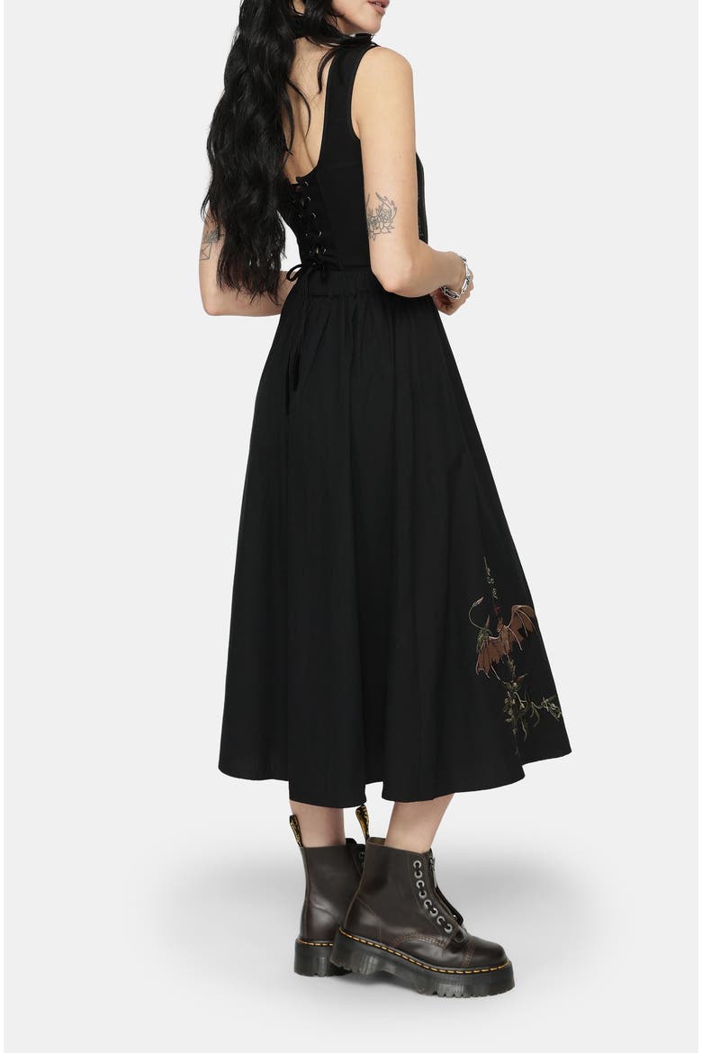 Orena Bat Embroidered Midaxi Skirt, Alternate, color, Black