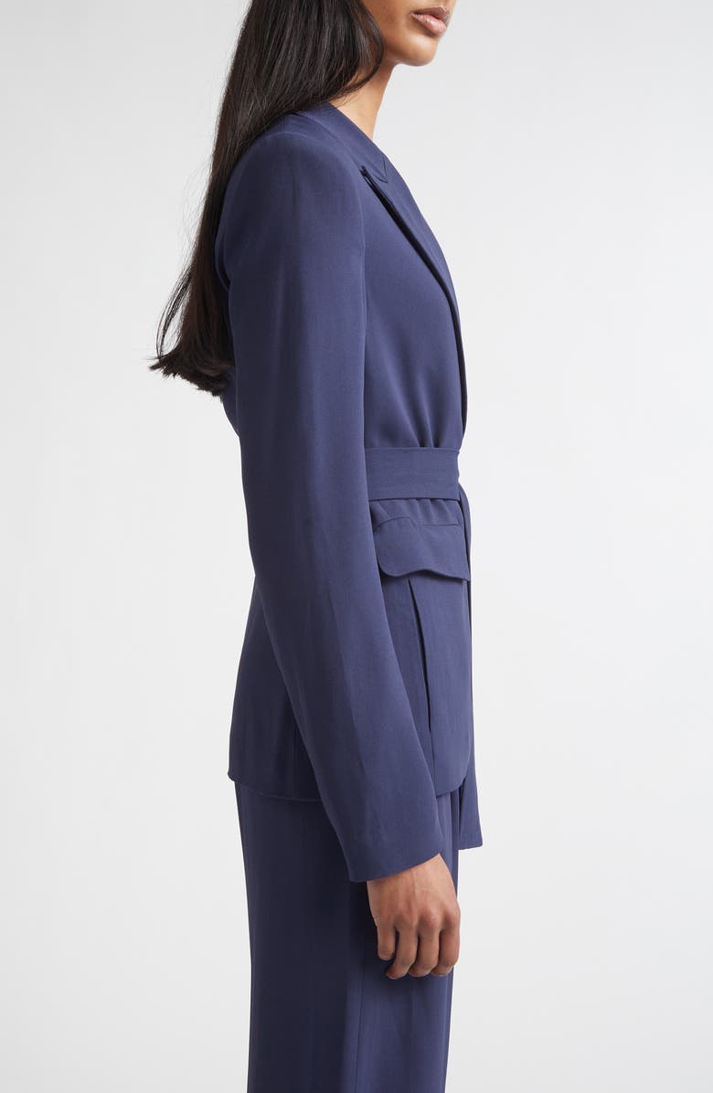 ST. JOHN Juliana Belted Lightweight Stretch Cady Wrap Jacket, Alternate, color, Midnight
