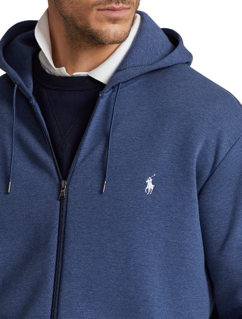 Shop Polo Ralph Lauren Big & Tall Double-knit Full-zip Hoodie In Derby Blue Heather