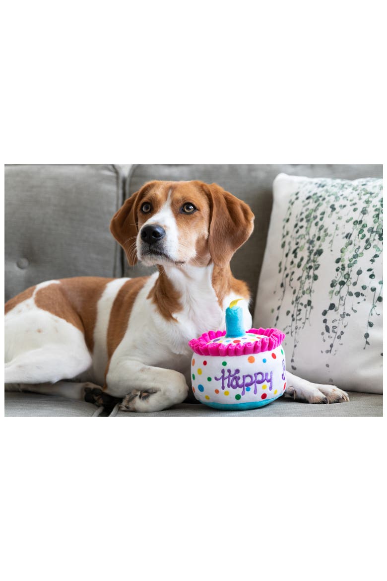 Happy Bark Birthday Cake Plush Dog Toy, Alternate, color, PINK