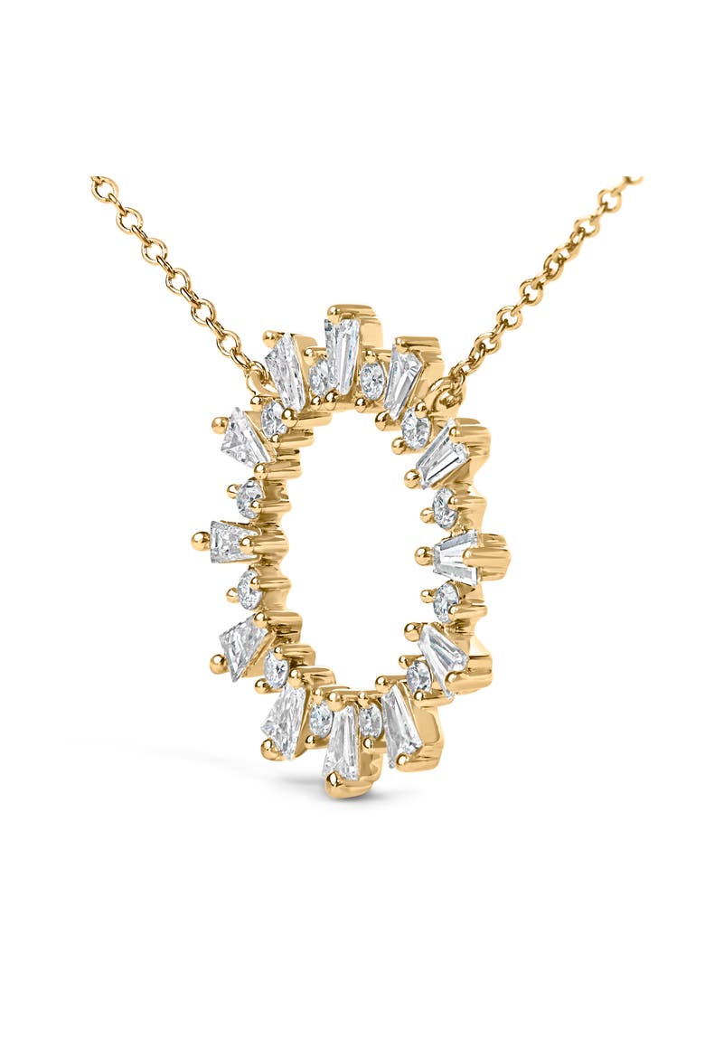 14K Yellow Gold Plated Sterling Silver 3/4 Cttw Diamond Starburst Pendant Necklace, Alternate, color, Yellow Gold over Silver