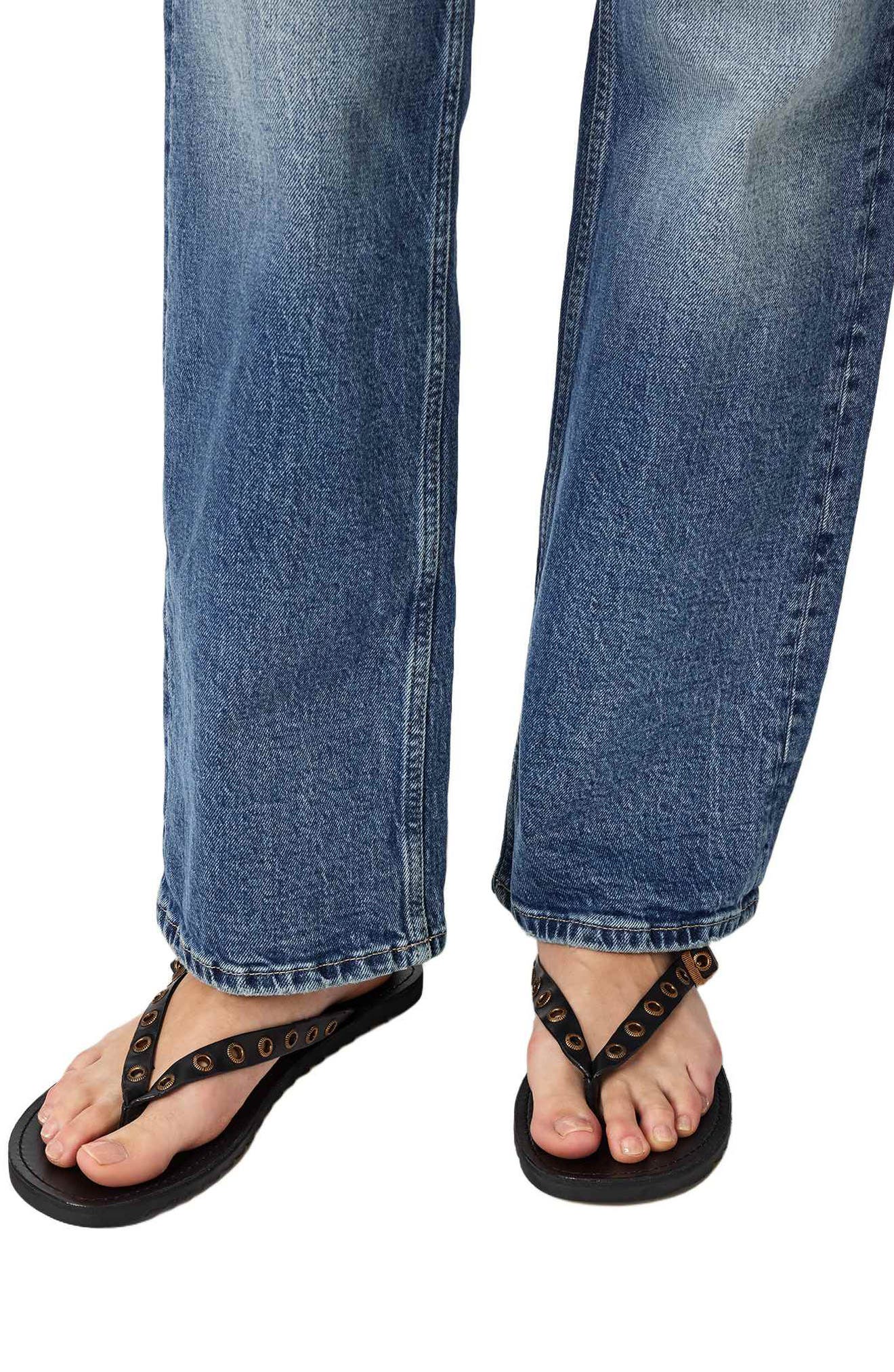 AllSaints Sydney Eyelet Flip Flop, Alternate, color, Black