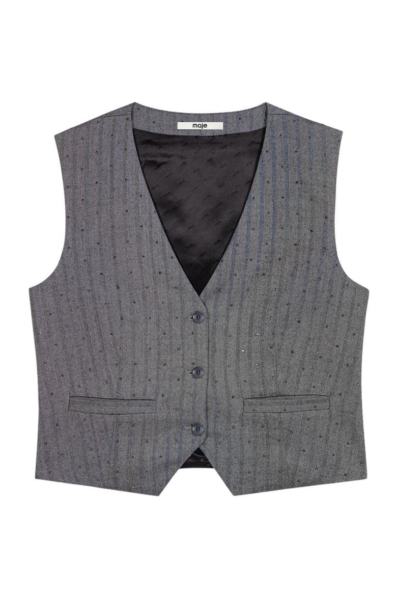 Tailored Rhinestone Jacket, Alternate, color, Grey