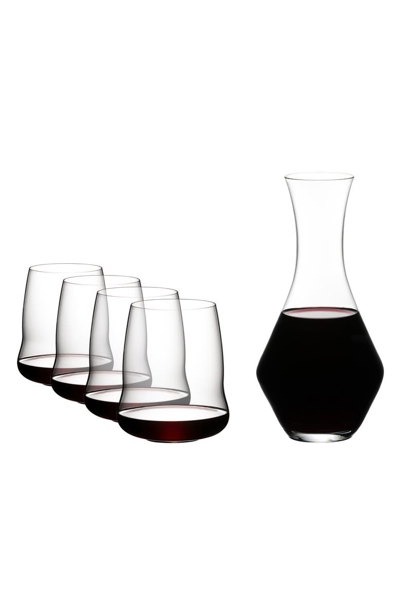 Riedel Stemless Wings Set of 4 Cabernet Sauvignon Glasses & Decanter, Alternate, color, Clear