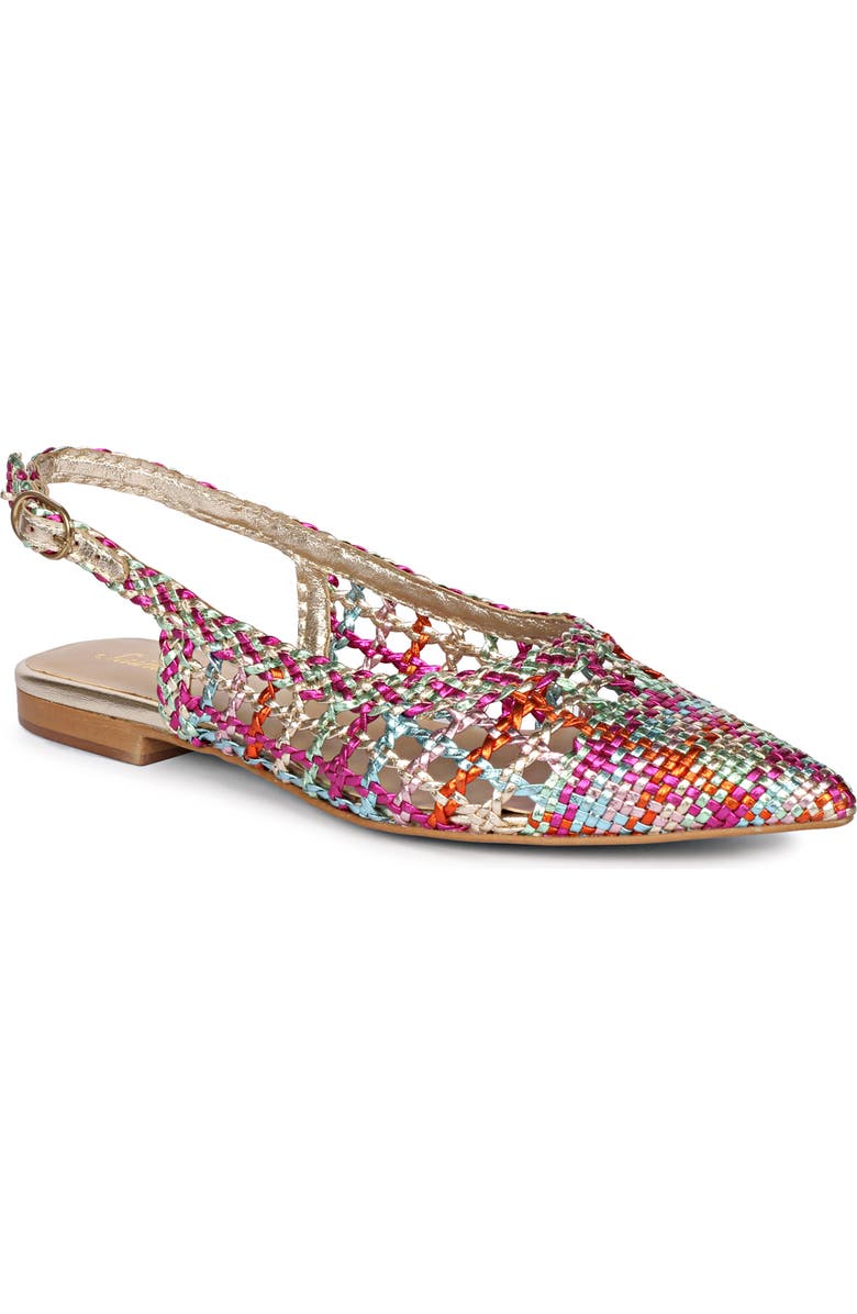 SAINT G Chayya Metallic Woven Slingback Flat, Main, color, Rainbow