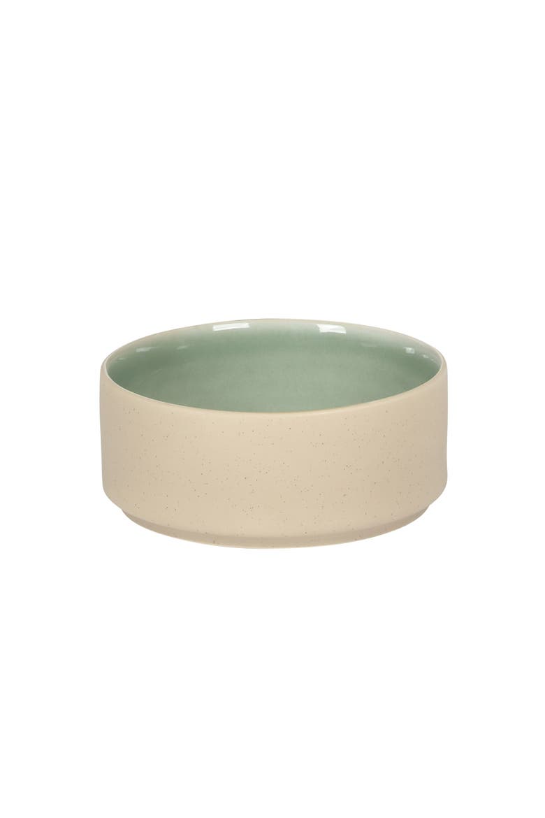 Liberty Bay 16-Piece Stoneware Stackable Plates and Double Bowl Dinnerware Set, Alternate, color, Mint