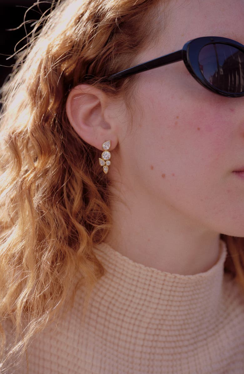 COMPLETEDWORKS Like Peas in a Pod Cubic Zirconia Stud Earrings, Alternate, color, 18Ct Gold Plated