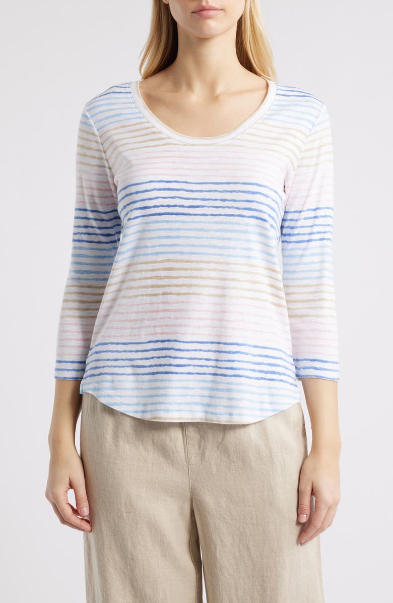 Tommy Bahama Ashby Isles Stripe Scoop Neck Cotton T-Shirt, Main, color, 