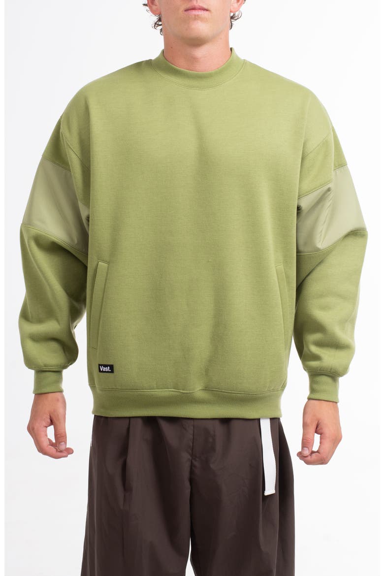 Mock Neck Fleece Sweater, Main, color, MILITARY GREEN