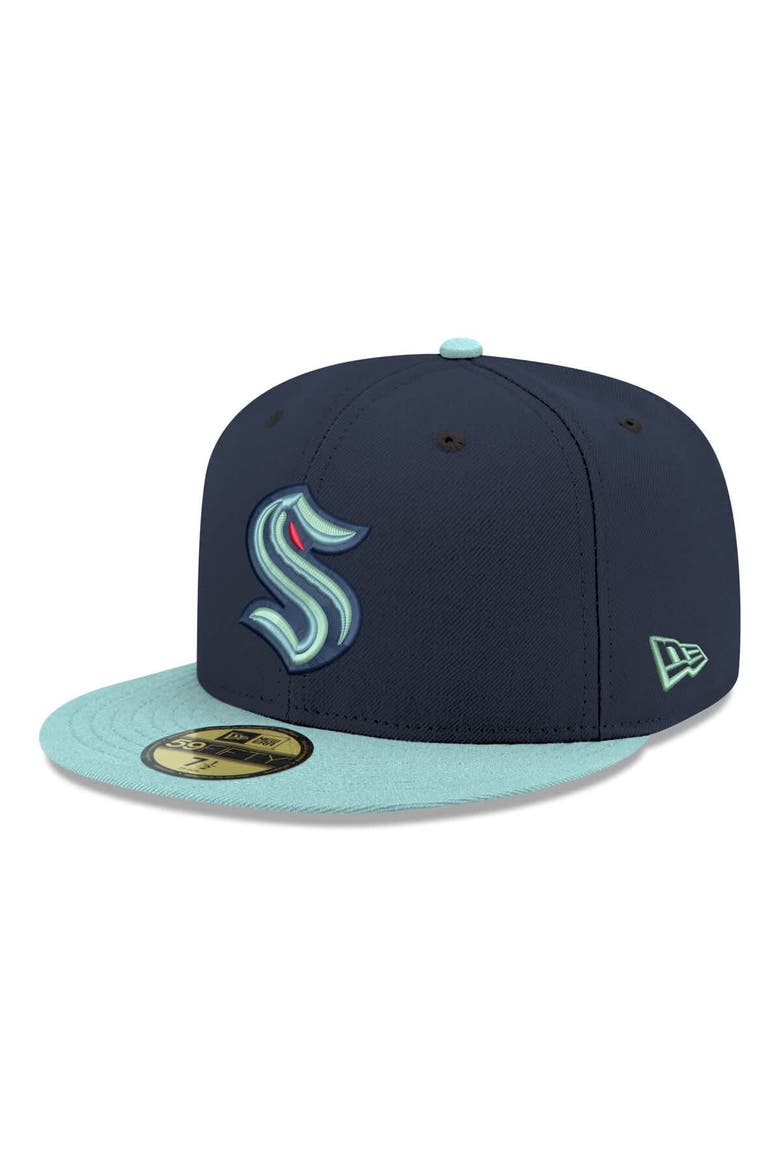 Men's New Era  Navy Seattle Kraken Core Logo Two-Tone 59FIFTY Fitted Hat, Main, color, Navy
