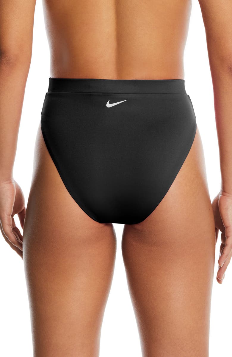 Nike Essential High Waist Bikini Bottoms, Alternate, color, Black