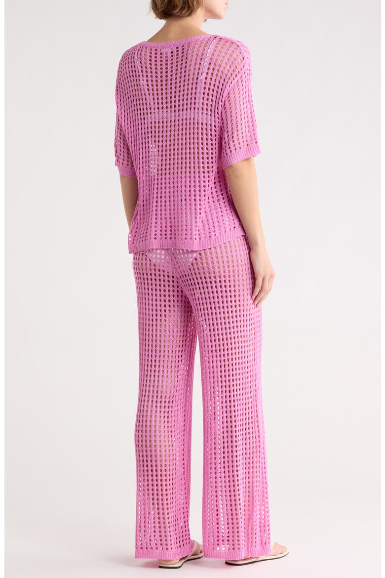 Open Knit Cover-Up Top & Pants Set, Alternate, color, PINK CROCUS