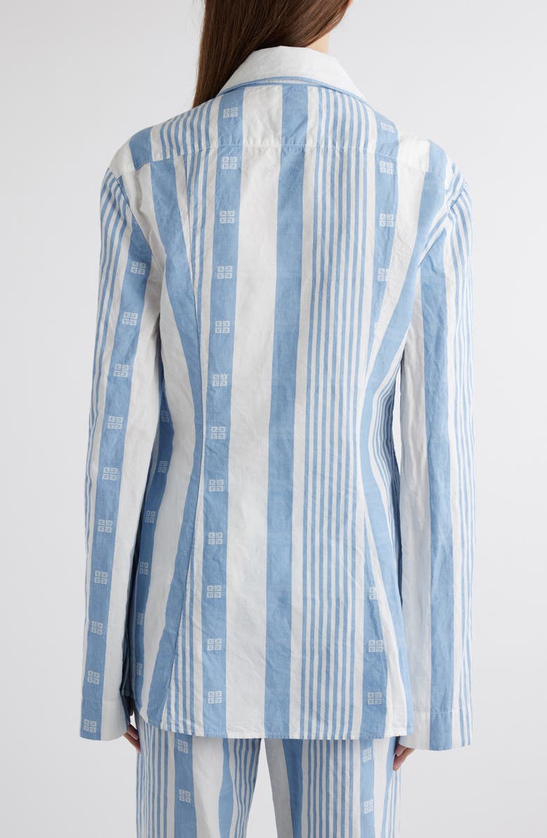 Givenchy 4G Mixed Stripe Front Tie Cotton & Linen Tunic, Alternate, color, 