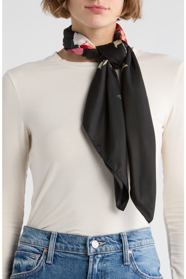 Moody Botanical Scarf, Main, color, BLACK RED