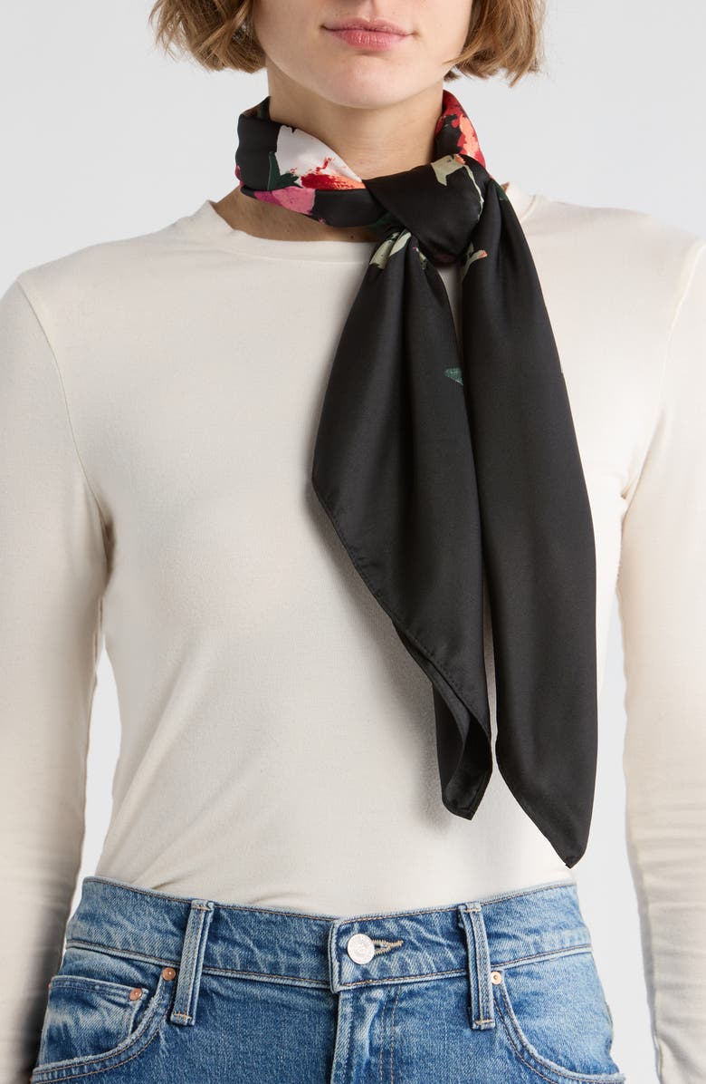 Vince Camuto Moody Botanical Scarf, Main, color, Black Red