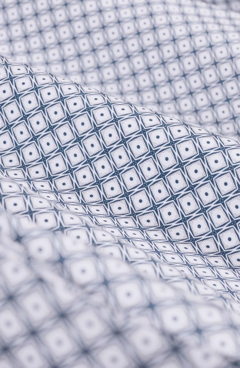 Bugatchi Axel Shaped Fit Geo Print Cotton Button-Up Shirt, Alternate, color, Navy