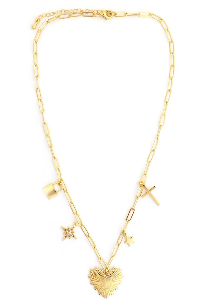 Heart Charm Necklace, Main, color, GOLD
