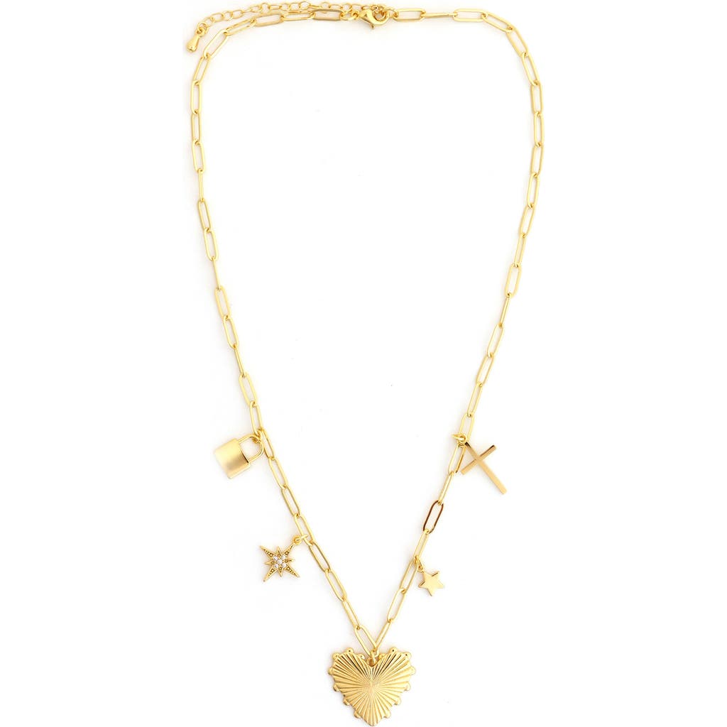 Panacea Heart Charm Necklace In Gold