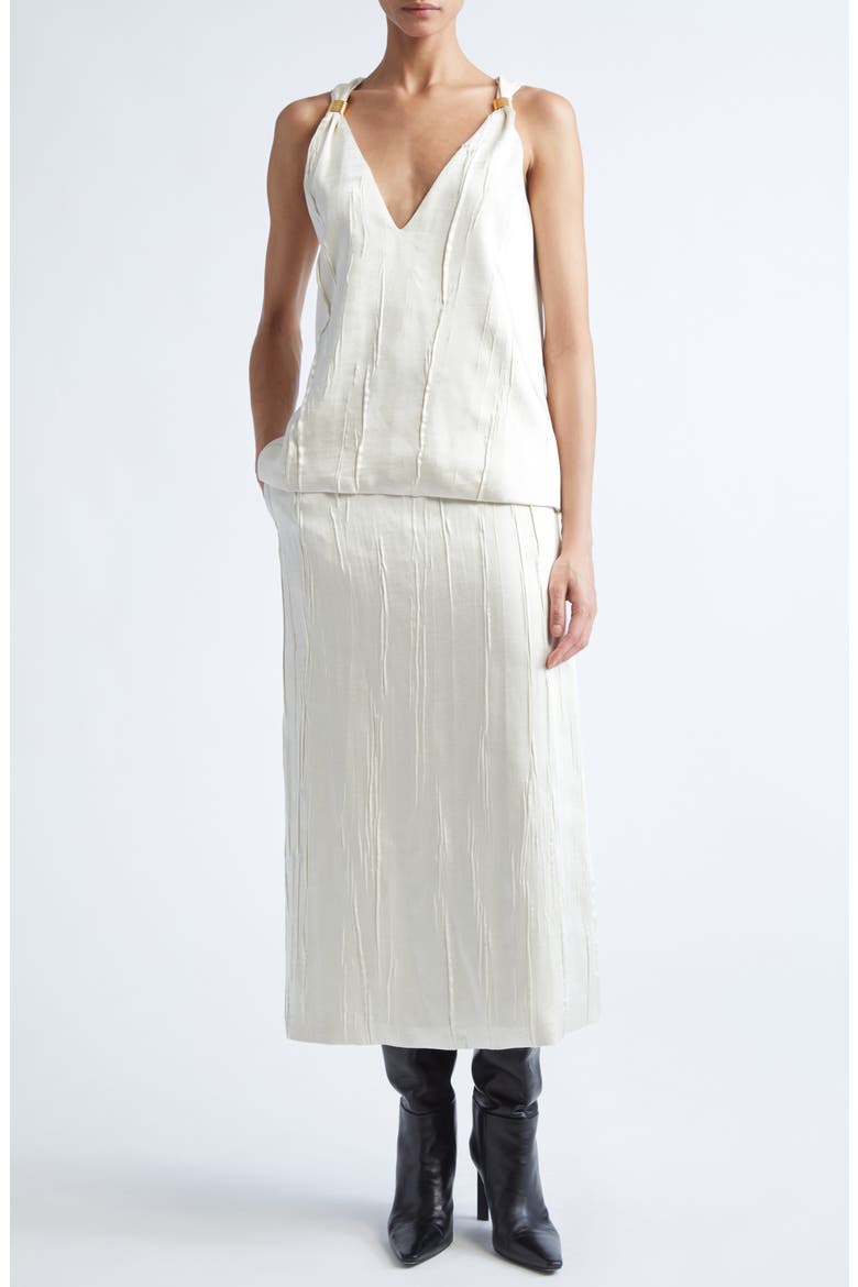 The Drew Deep V-Neck Satin Tank, Alternate, color, IVORY