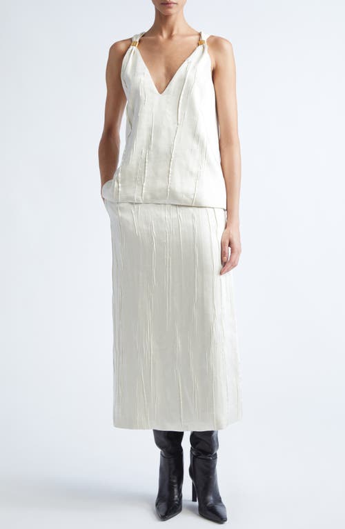 Brandon Maxwell The Drew Deep V-neck Satin Tank In White