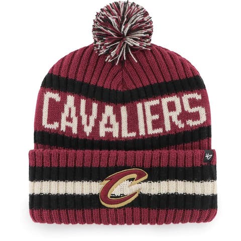 Men's '47 Wine Cleveland Cavaliers Bering Cuffed Knit Hat with Pom