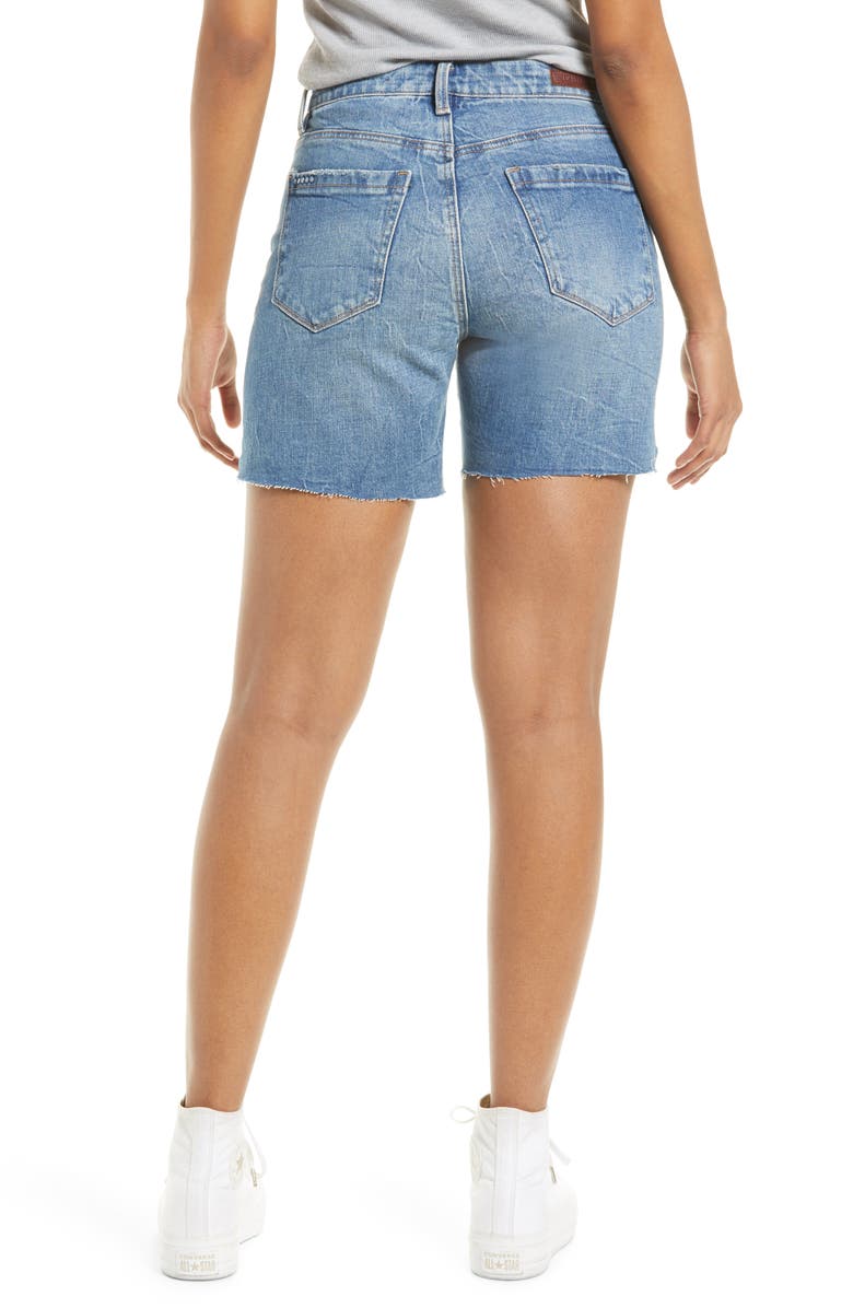 BLANKNYC The Warren Frayed Hem Longline Denim Shorts, Alternate, color, 