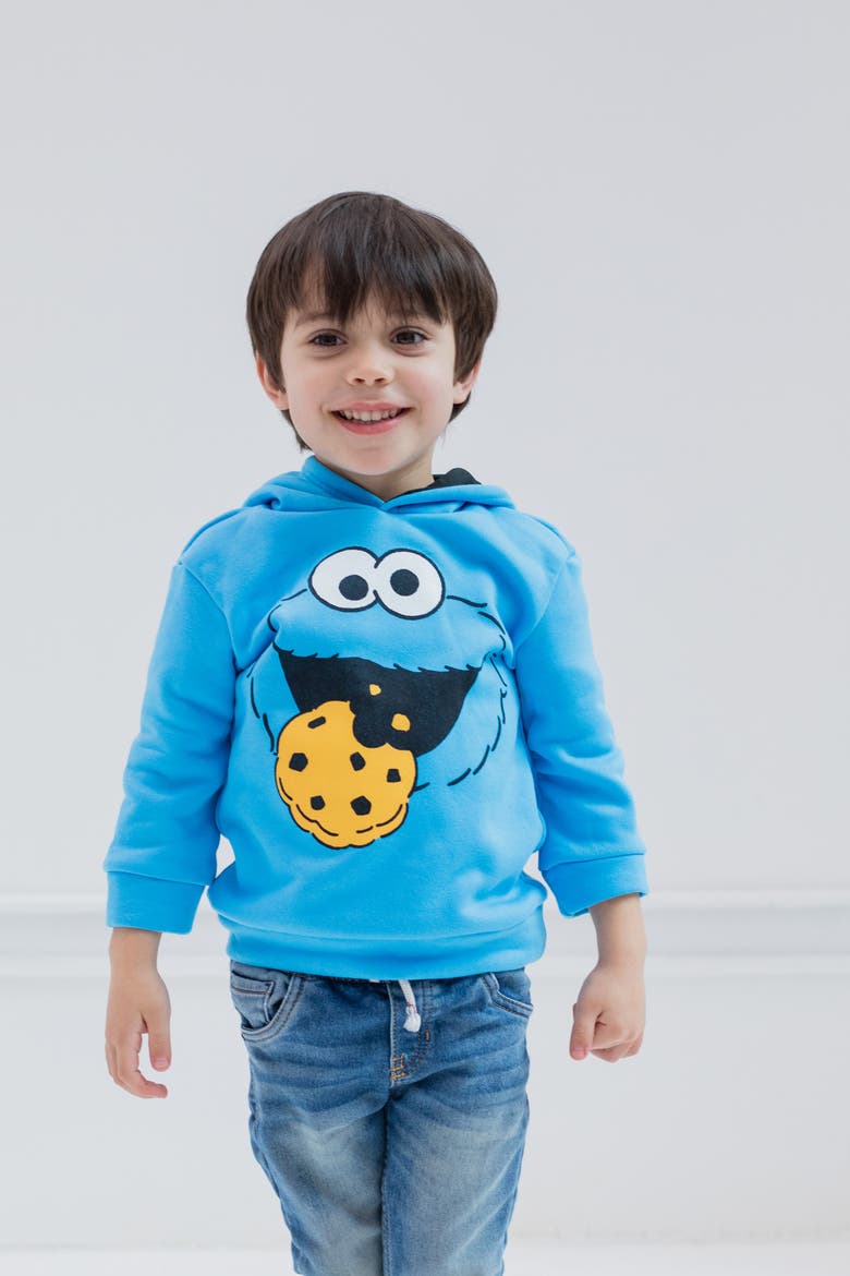 Fleece Pullover Hoodie, Alternate, color, Cookie Monster Blue