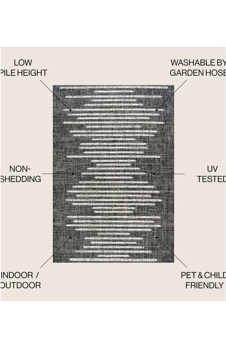 JONATHAN Y Zolak Berber Stripe Geometric Indoor/Outdoor Area Rug, Alternate, color, Black/Ivory