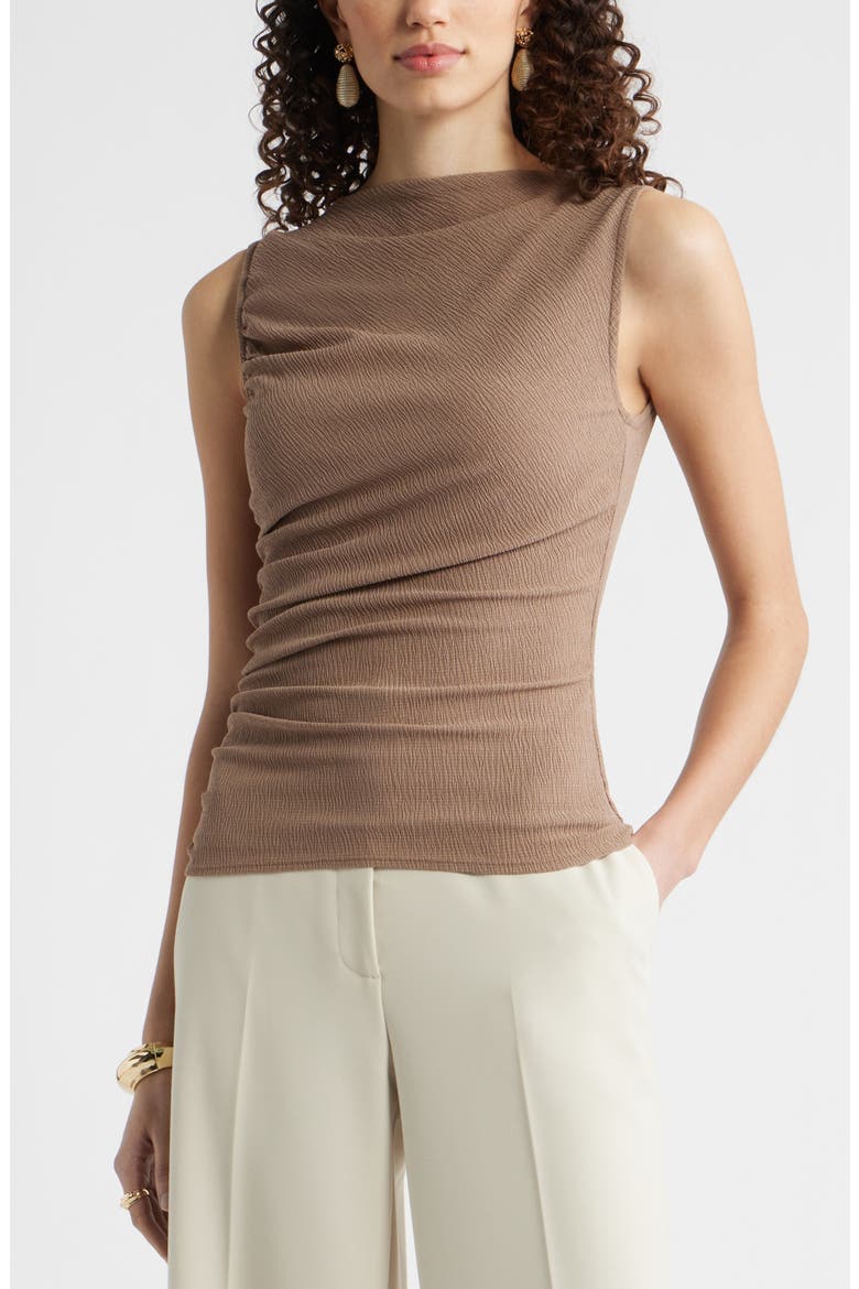 Ruched Sleeveless Top, Main, color, BROWN LENTIL