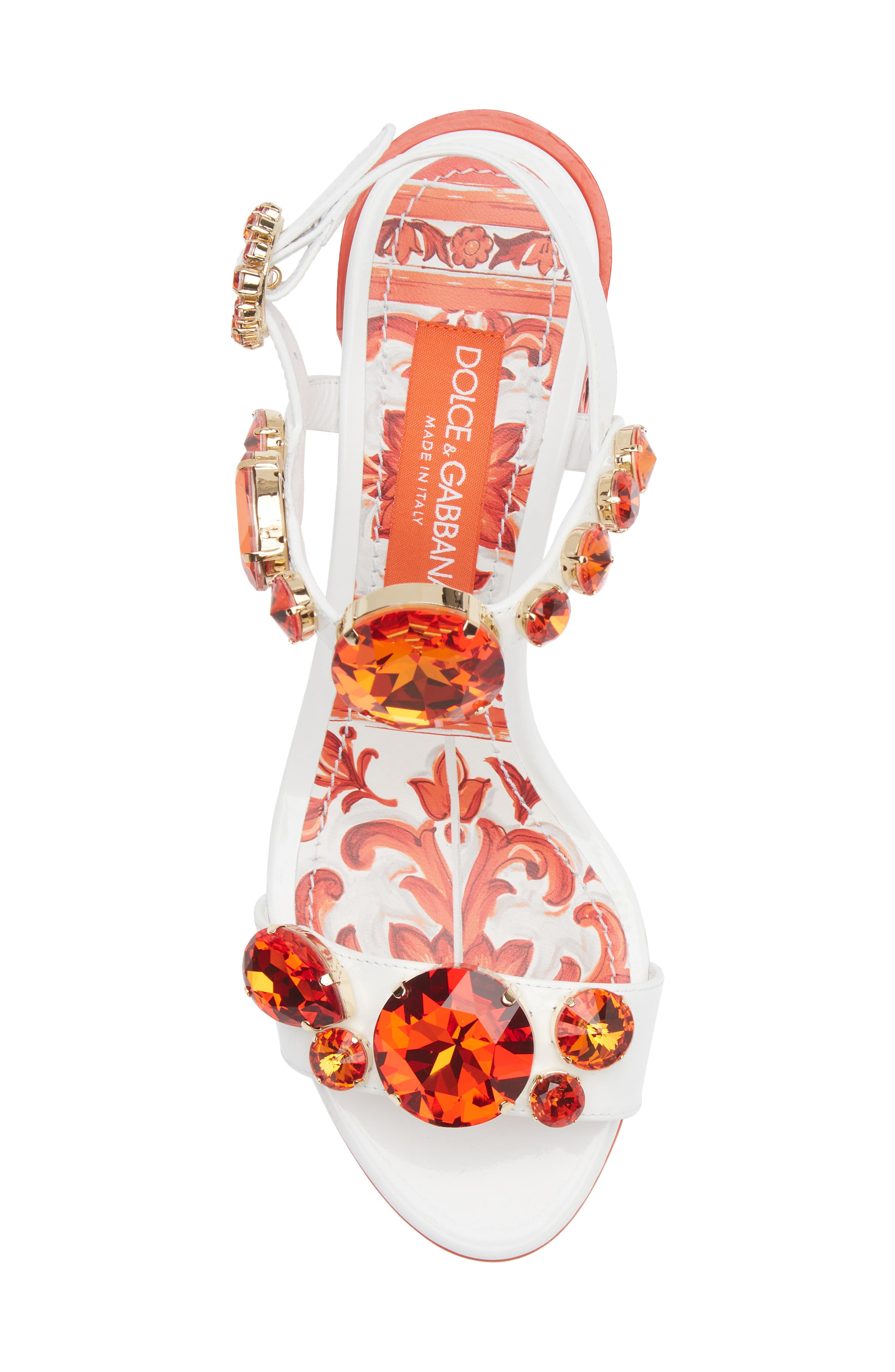 Dolce&Gabbana Keira Majolica Jeweled Sandal, Alternate, color, Ih3tn Maiolica 6 Orange
