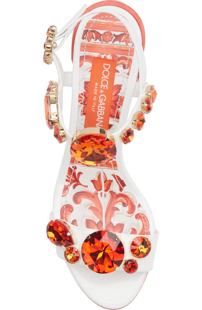 Dolce&Gabbana Keira Majolica Jeweled Sandal, Alternate, color, Ih3tn Maiolica 6 Orange