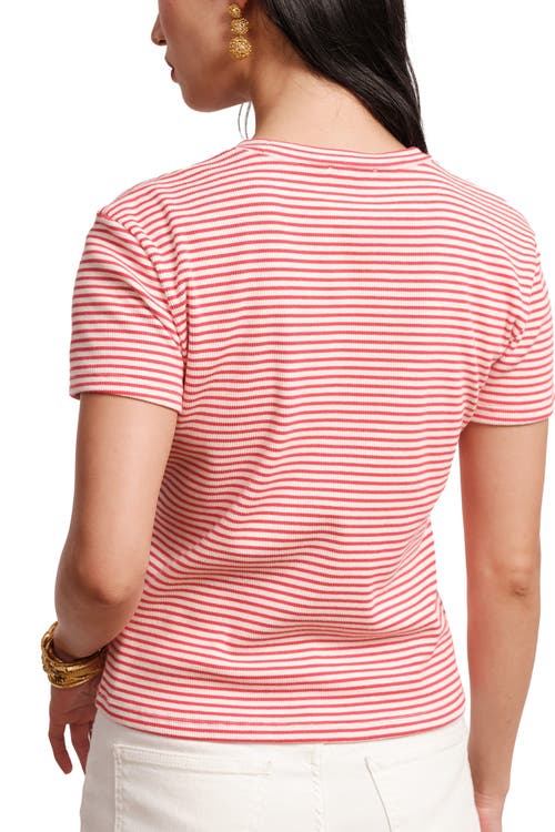 Frances Valentine Crewneck T Ribbed Stripe In Red