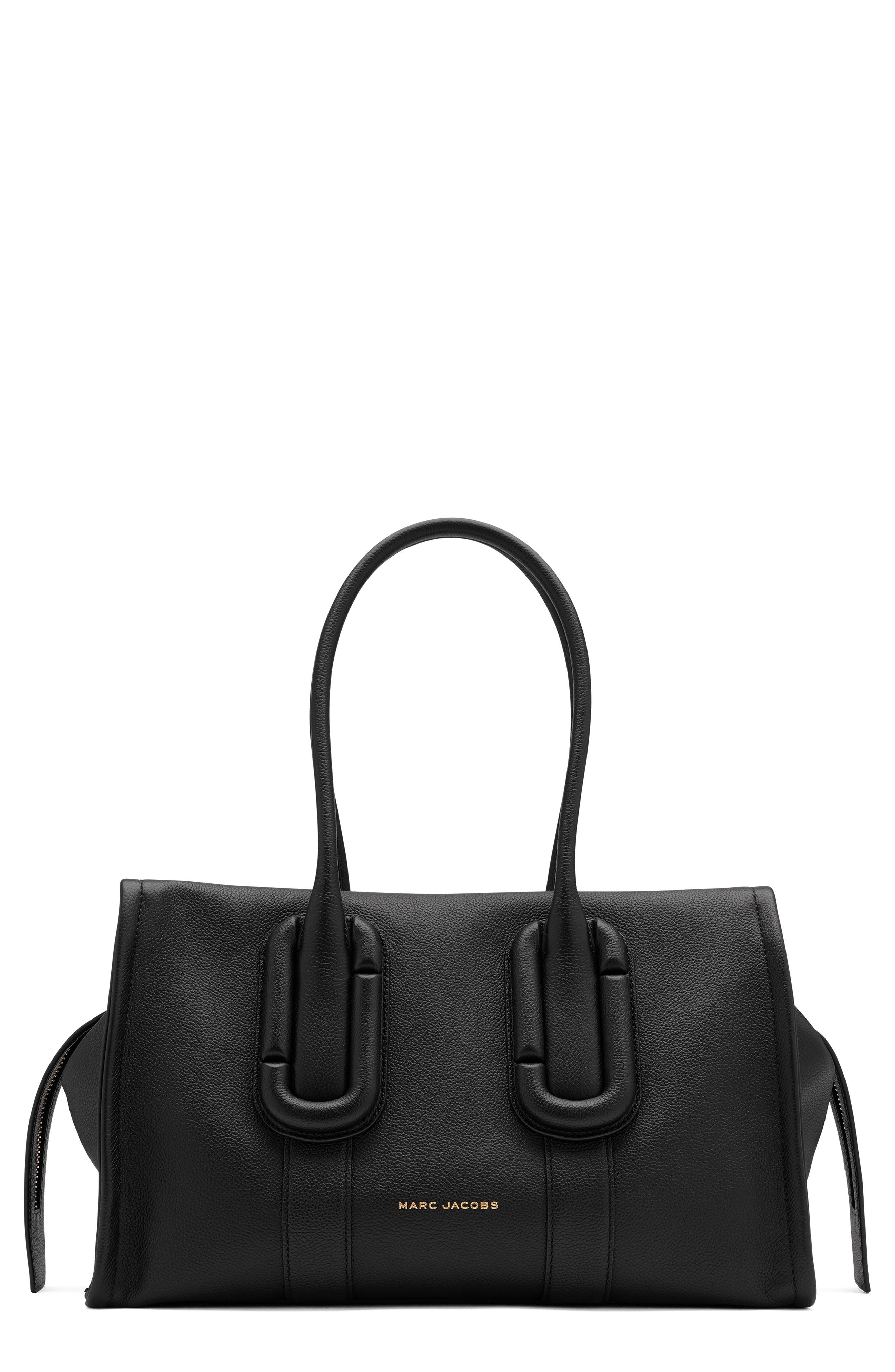 Babe City Leather Tote, Main, color, BLACK