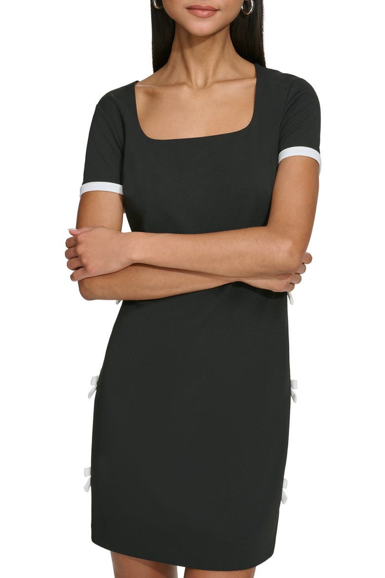 Bow Shift Dress, Alternate, color, BLACK SOFT WHITE