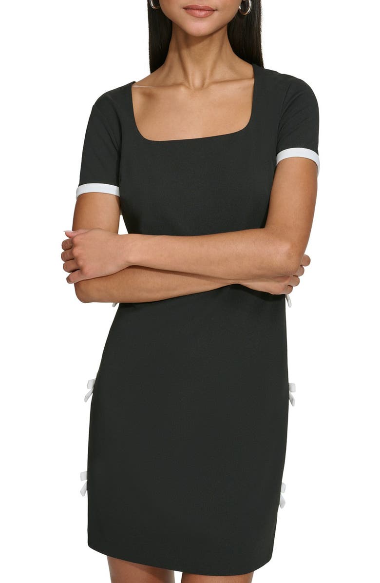 KARL LAGERFELD Bow Shift Dress, Alternate, color, Black Soft White