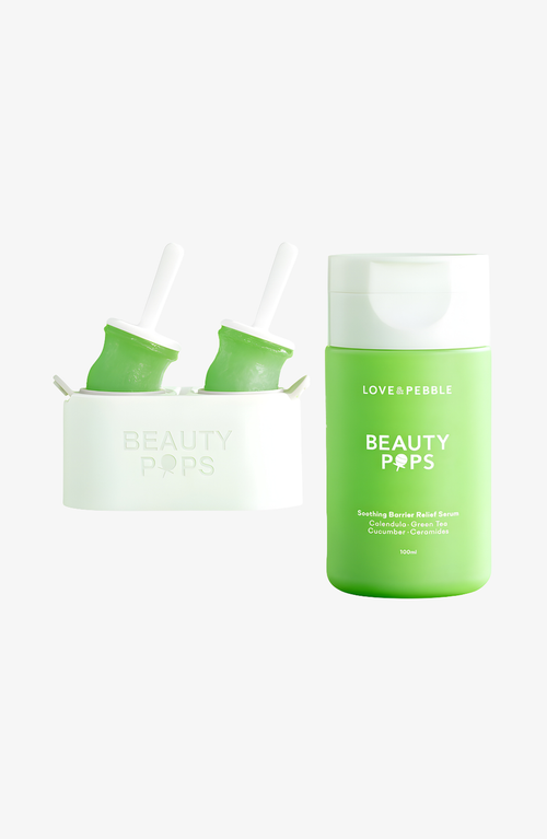 Love And Pebble Beauty Pops Soothing Barrier Frozen Serum Kit In Green