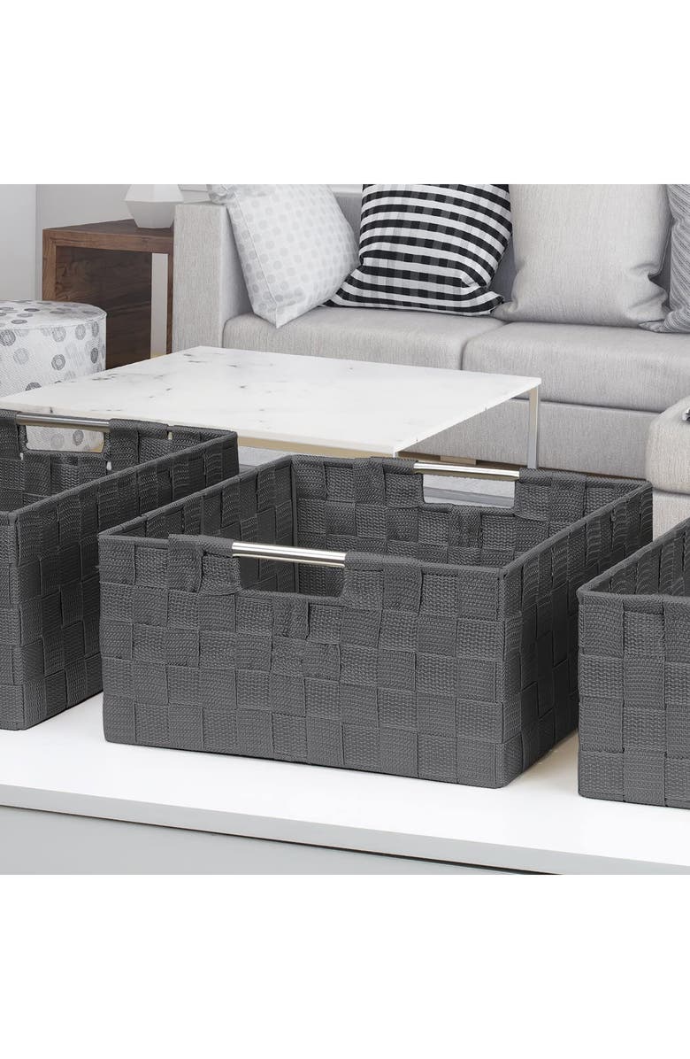 SORBUS Gray Woven 3-Piece Basket Set, Alternate, color,