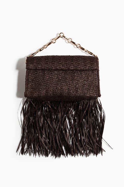 Fringed Straw Clutch