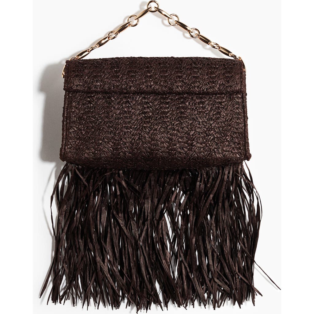 H&m Fringed Straw Clutch In Brown