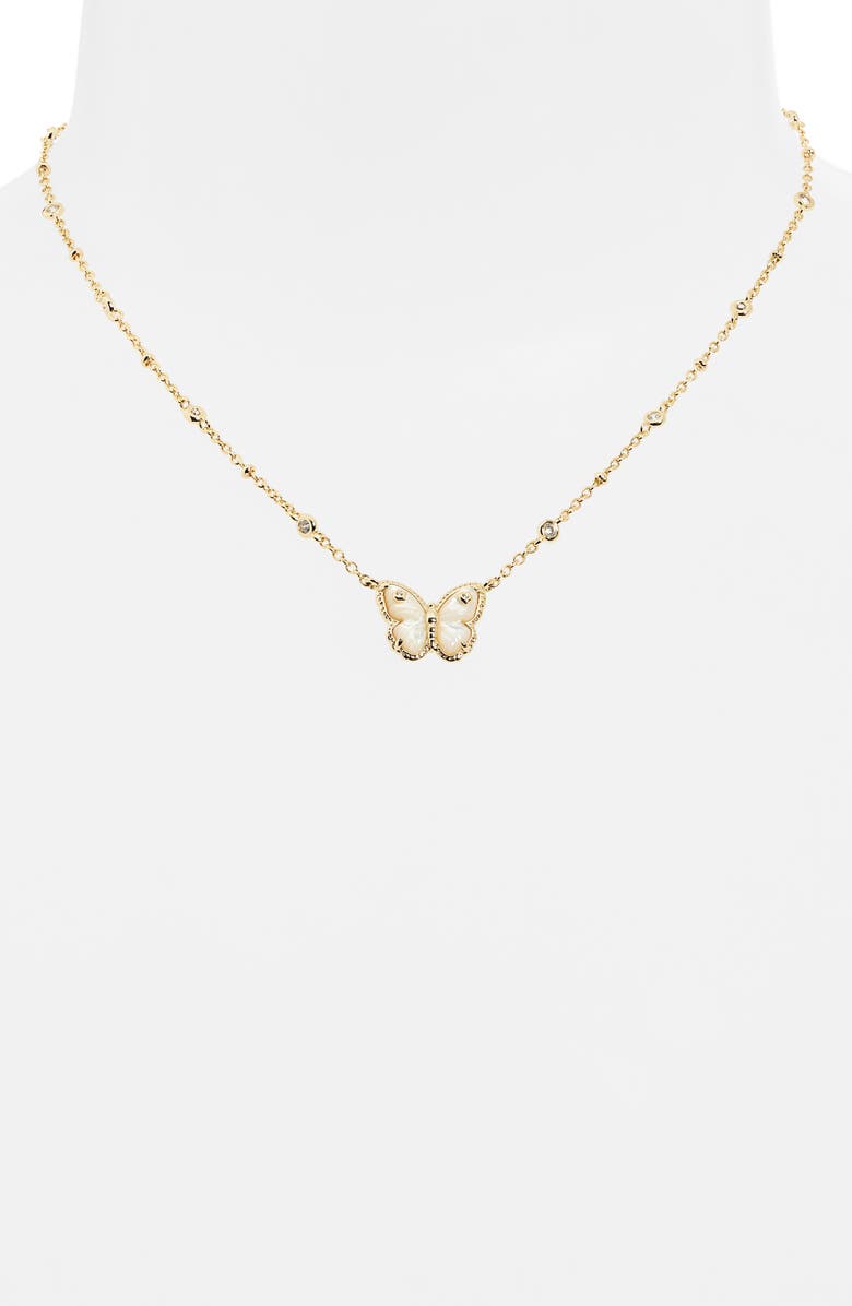 Kendra Scott Cailey Butterfly Pendant Necklace, Alternate, color, Gold Ivory Mother Of Pearl