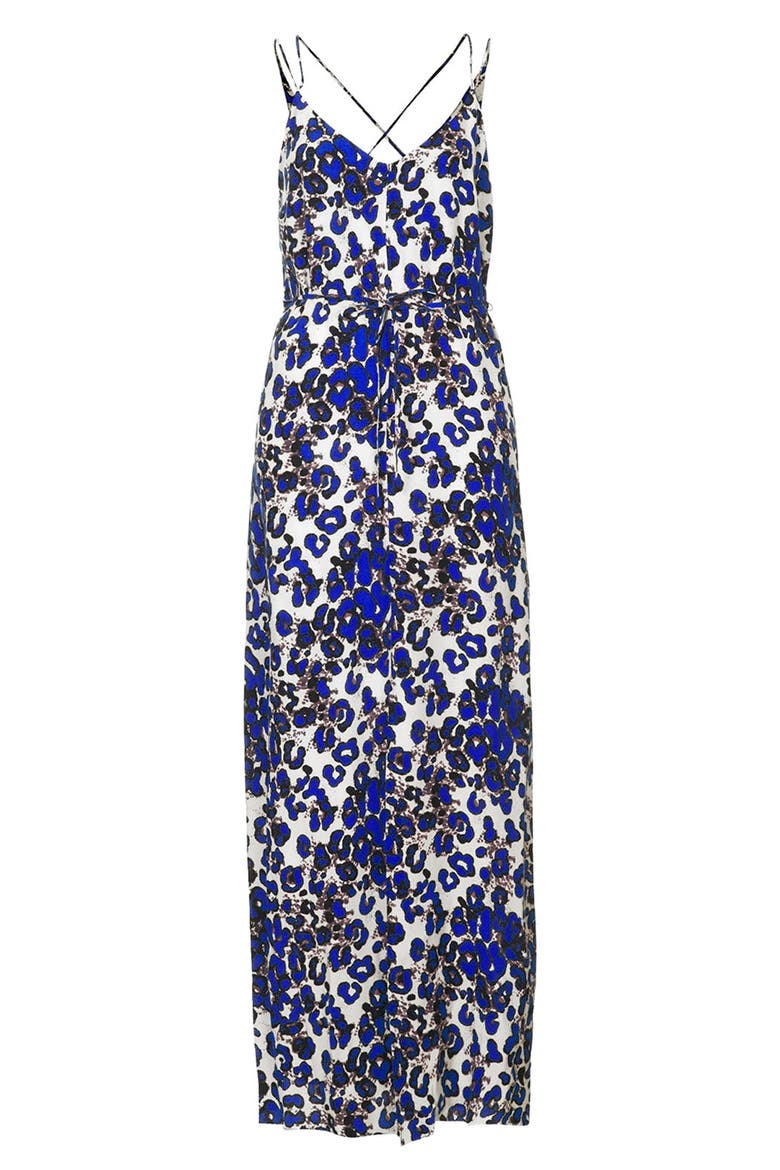 Print Cross Back Maxi Dress, Alternate, color, BLUE